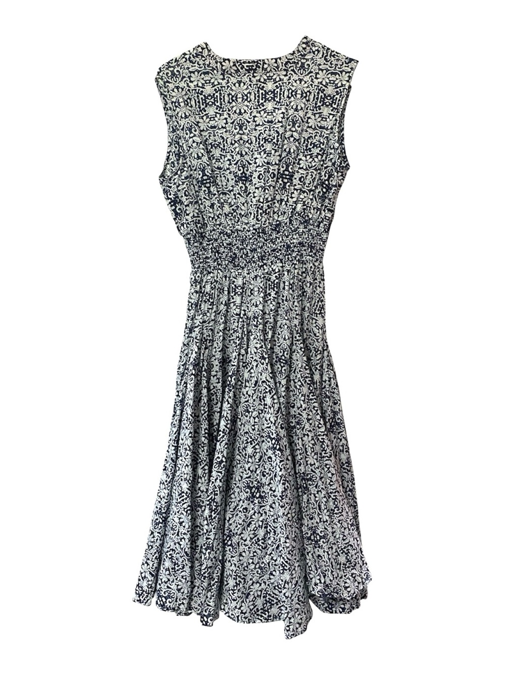Chelsea & Theodore NWT Blue and White Floral-Print Sleeveless Midi Dress Medium - Picture 2 of 8